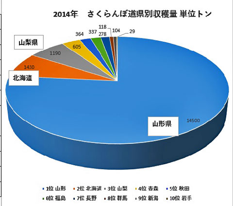 さくらんぼ県別生産量