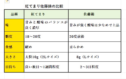 紅てまりと佐藤錦の比較